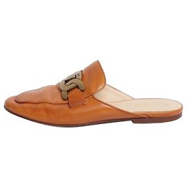 Tod's Tan Kate leather mules - size EU 38 Brown