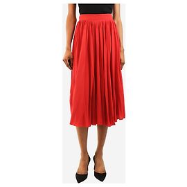 Gucci Falda midi plisada de seda roja - size UK 8 Roja