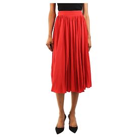 Gucci Falda midi plisada de seda roja - size UK 8 Roja