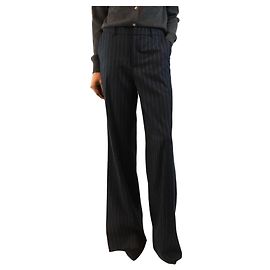Balmain Pantaloni a righe blu navy - size UK 8 Blu navy
