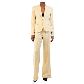 Ralph Lauren Cream pinstripe two-piece suit set - size UK 8 Cream