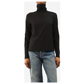 Red Valentino Top de seda negro con media cremallera - size UK 10 Negro