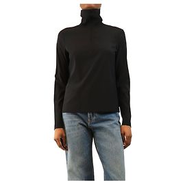 Red Valentino Black half-zip silk top - size UK 10 Black