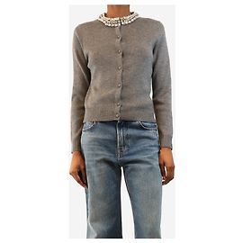 Veronica Beard Grauer Cardigan mit Schmucksteinen - Größe S Grau