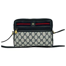 Gucci Sherry Line GG Logo Pattern Leather Mini Shoulder Bag Red Navy blue