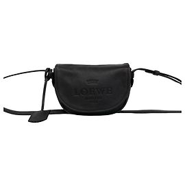 Loewe Vintage Logo Embossed Leather Shoulder Bag Brown