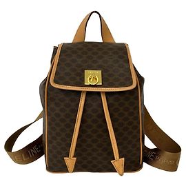 Céline Celine Vintage Macadam Pattern Leder-Rucksack Braun