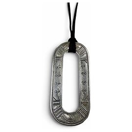 Hermès Collar de cuero HERMES Touareg AG925 Negro Plata