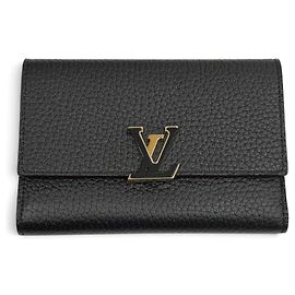 Louis Vuitton M62157 Portefeuille Capucines Compact Leather Tri-fold Wallet Noir Rose