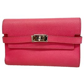 Hermès Carteira Hermes Kelly Medium Tri-fold Rosa