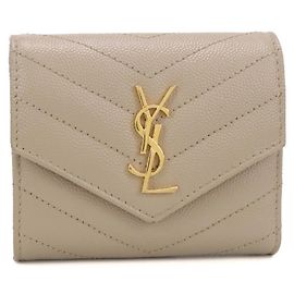 Autre Marque Cartera tri-fold Saint Laurent Beige Beige
