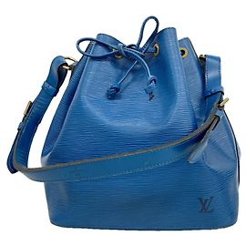 Bolsa de Ombro Louis Vuitton Epi Petit Noé Azul