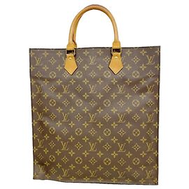 Louis Vuitton Monogram Sac Plat Tote Bag Brown