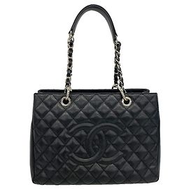 Saco Tote Chanel em couro de bezerro grão preto Preto