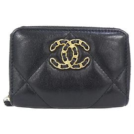 Chanel 19 Monedero de piel negra Negro
