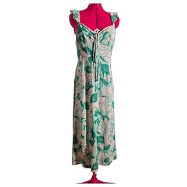 Autre Marque Rixo Cécile Tropical Print Maxi Dress Pink Green