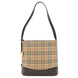 Bolso de hombro Burberry Nova Check Beige Marrón oscuro