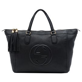 Tote Soho Working Gucci Grande em Pele de Bezerro Preta Preto