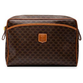Céline Celine Brown Macadam Coated Canvas Clutch Brown