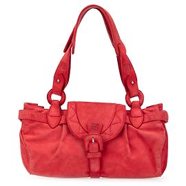 LOEWE Red Anagram Suede Shoulder Bag Red