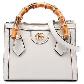 Bolsa Diana Mini em couro de bezerro branco com bambu Gucci Branco