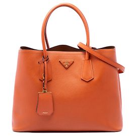 Prada Orange Medium Saffiano Cuir Double Handle Satchel Orange
