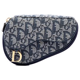 Autre Marque Dior Blue Diorissimo Canvas Saddle Pouch Blue