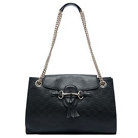 Borsa a tracolla Gucci Emily Large Guccissima Nera Nero