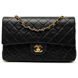 Chanel Black Medium Classic Lambskin Double Flap Black