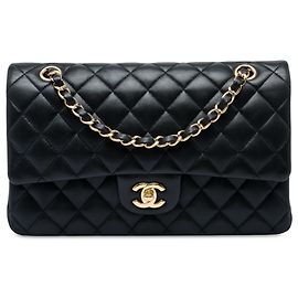 Chanel Black Medium Classic Lambskin Double Flap Schwarz