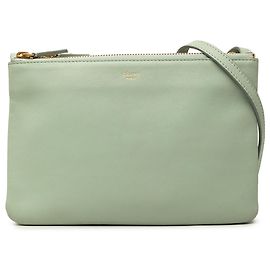 Céline Celine Trio Crossbody Small en piel de cordero verde Verde