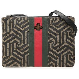 Gucci Beige GG Supreme Caleido Web Bee Crossbody Beige
