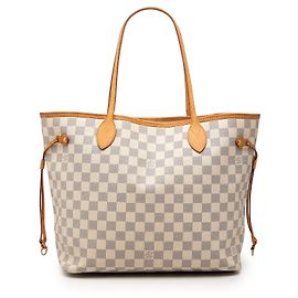 Louis Vuitton White Damier Azur Neverfull MM Branco
