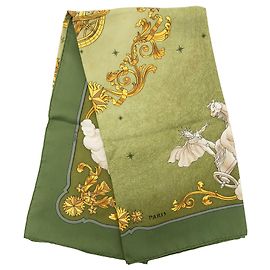Pañuelo de seda Hermès Green Cosmos 90 Verde Verde oliva