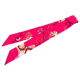 Lenço de seda Twilly Hermès Pink Festival Des Amazones Rosa Outro