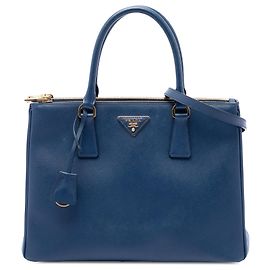 Bolsa Prada Blue Medium Saffiano Lux Galleria Double Zip Satchel Azul Azul escuro