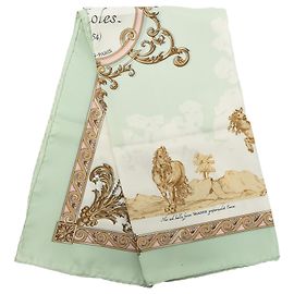 Lenço de seda Hermès Green Courbettes et Cabrioles 90 Verde