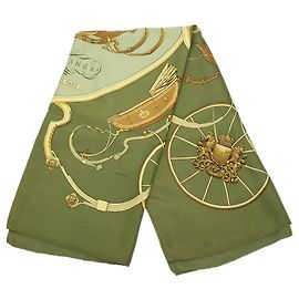 Lenço de seda Hermès Green Springs 90 Verde Verde oliva