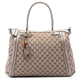 Borsa Tote Convertibile Gucci Bella in Canvas GG Beige Beige