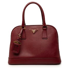 Sac à main Prada Red Medium Saffiano Lux Open Promenade Satchel Rouge Bordeaux