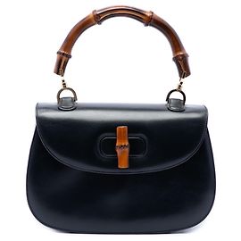 Gucci Black Calfskin Bamboo Night Noir
