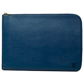 Louis Vuitton Blue Epi Poche Documents Portfolio Blu