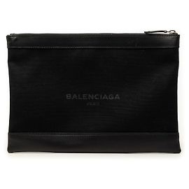 Balenciaga Clutch Clip M em lona preta e azul marinho Preto