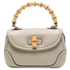 Borsa New Bamboo Gucci in pelle di vitello marrone, taglia Medium Marrone Beige