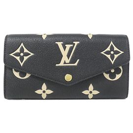 Louis Vuitton Bicolor Monogram Empreinte Portefeuille Sarah Wallet Preto Bege