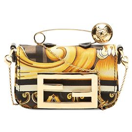Borsa a tracolla Nano Baguette Fendi x Versace con catena Multicolore