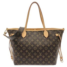 Bolsa Louis Vuitton Monogram Neverfull Inside Out MM Marrom Dourado Amarelo