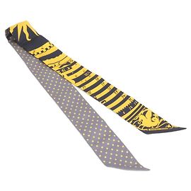 Hermès Lenço Twilly Hermes ASTROLOGIE A POIS Amarelo Damier ebene