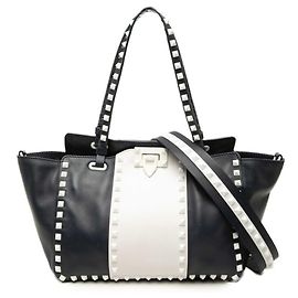 Sac à main/Sac à bandoulière Valentino Rockstud Blanc Bleu Marine