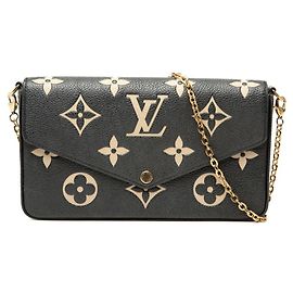 Bolsa Pochette Felicie Monogram Empreinte Louis Vuitton Preto Bege